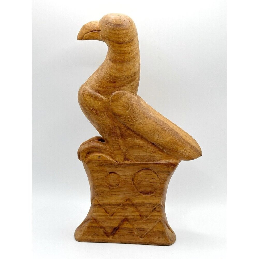 Hand Carved Wooden Bird‎ Eagle Statue Figure 8.25”